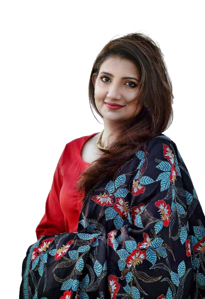 Geethy Sobin, founder of Mulberries, in a traditional saree